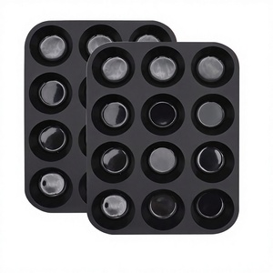 Luoqun88 Juego <span class=keywords><strong>de</strong></span> 2 Moldes Redondos <span class=keywords><strong>de</strong></span> Silicona Antiadherentes para <span class=keywords><strong>Muffins</strong></span>, Aptos para Lavavajillas y Reutilizables, 30x22x3cm (Negro) - Product Image 3