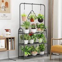 Support pour plantes multiples à 3 niveaux, pour balcon, jardin, patio, intérieur et extérieur, grand support d'angle suspendu pour plantes, étagère à fleurs en métal