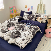 Lot de 4 draps plats en microfibre à motifs de dessins animés, taille King Size, ensemble de literie
