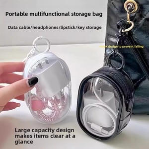 Transparente portátil Mini On-the-Go auricular Cable DE DATOS caja de almacenamiento cargador figurita bolsa de almacenamiento plástico lápiz labial máscaras faciales - Product Image 3