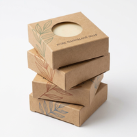Caja de Jabón de Papel Kraft Premium con Logotipo Personalizado, Ventana Circular y Diseño de Olas Oceánicas