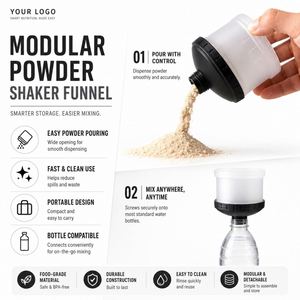 Wholesale Custom Logo Stackable <b>Protein</b> Powder Container Portable Gym Fitness Supplement Storage Funnel <b>Bottle</b> with Carabiner - Product Image 3