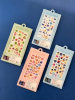 Pegatinas Decorativas 3D de Epoxi con Acabado Transparente Brillante, Calcomanías en Relieve con Diseños de Animales, Frutas y Pan, Adornos para Cuadernos y Vasos