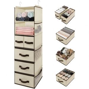 6-Shelf Hanging Closet Organizer with 3 Drawers Non-Woven with Iron Frame, 2 Detachable 3-Tier Units for Wardrobe Nursery Dorm - Product Image 5