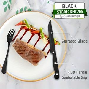 Juego de Cuchillos para Carne Dentados de Acero Inoxidable con Pulido Espejo Ecológico Topwin, Diseño Moderno con Mango de Acero Inoxidable para Acampar - Product Image 4