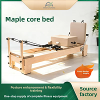 Reformer de Yoga y Pilates Fusion Maple con Carro para Programas Combinados de Flexibilidad y Fuerza, Equipos de Pilates y Yoga