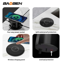 BAOBEN Prise de bureau escamotable avec chargement sans fil et USB, multifonctionnelle pour îlot de cuisine