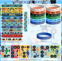 Bracelets en silicone, badges, épingles, carnets, étiquettes, autocollants 'Créez une face', jouets, cadeaux, sacs en papier et articles de fête sur le thème des Monster Truck