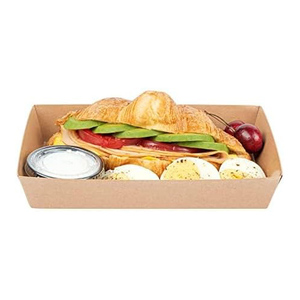 Eco-Friendly Food Grade Disposable <b>Square</b> Kraft Paper Sushi Tray with PET Lid Matte Lamination Offset Printed UV & Vanishing - Product Image 2