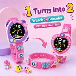 Kit de Pulsera de Reloj de Moda DIY para Niños, 2 en <span class=keywords><strong>1</strong></span>, Reloj Digital, 12 Piezas, Caja de Exhibición, Venta al Por Mayor OEM - Product Image 2