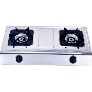 Table de cuisson à gaz double brûleur GBES en acier inoxydable, 18 boutons de commande, allumage piézoélectrique, type portable, classe d'efficacité énergétique - Product Image 1