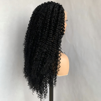 Perruque synthétique 13x4 Lace Front 28 pouces noire longue bouclée crépue Pixie pour femme résistante à la chaleur avec raie libre vente en gros