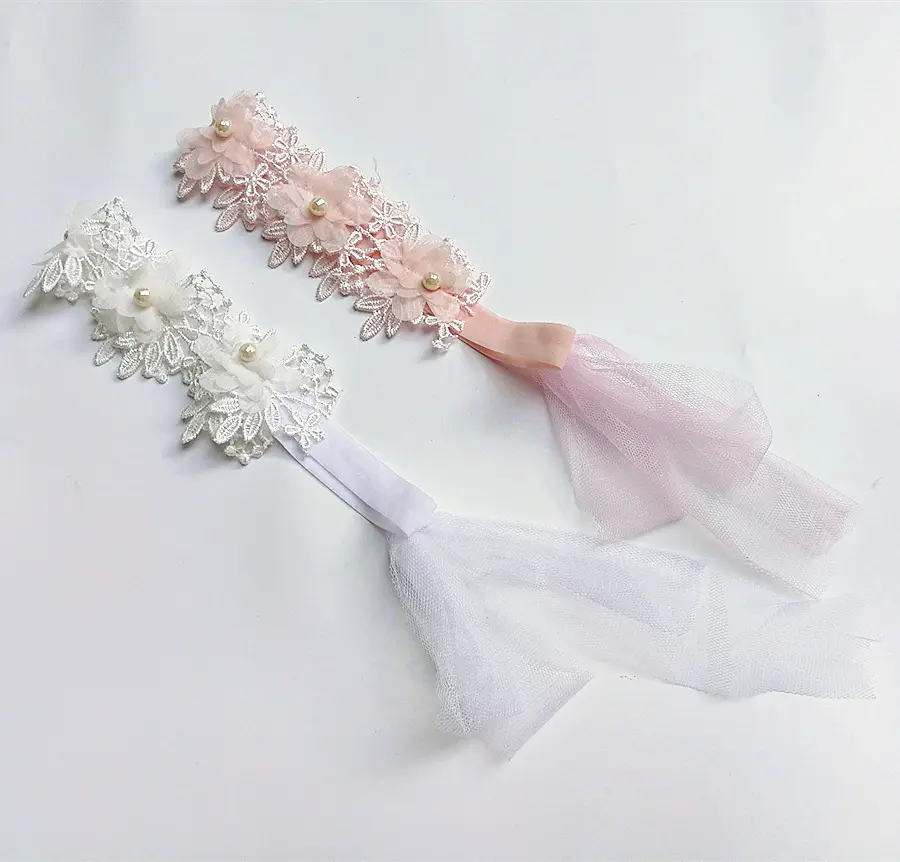 New Flower Bows Toddler Hair Bands para Baby Girls Kids Headbands White Lace Newborn Hairband Baby Hair Accessories