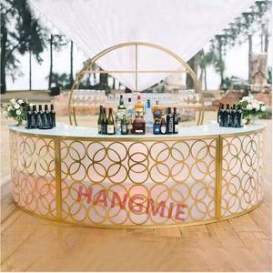 <span class=keywords><strong>Comptoir</strong></span> de bar semi-circulaire moderne en bois massif avec cadre métallique pour mariage, salle à manger, hôtel - Product Image 2