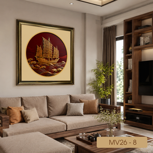 Cuadro Decorativo Exclusivo con Hojas de Oro en Relieve, Arte para Decoración del Hogar, Paisaje Marino, Modelo de Fábrica Vietnamita MV26-8, Tamaño 60x60cm - Product Image 5