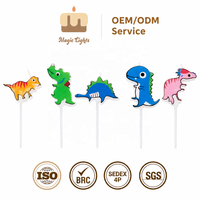 Niedliche 3D Cartoon Dinosaurier Geburtstagskerzen Set Handbemalte Tierförmige Kuchendekoration für Kinder Dschungel-Themen-Party Deko
