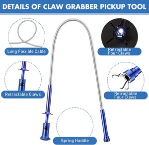 Agarrar agarre inodoro flexible gadget alcantarillado luz LED varilla de resorte estirable limpieza garra herramienta de recogida - Product Image 3