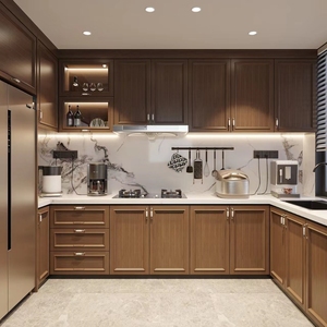 Conjunto de armario de cocina moderno hecho en China, cocina con Isla, muebles de armario de cocina de madera maciza personalizados - Product Image 4