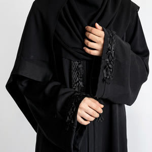 Solid Black Long Hijab Rhinestone Sparkle Modest Headscarf Breathable Lightweight Islamic Scarf for Daily Wear - Product Image 3
