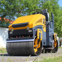 Compacteur à rouleaux vibratoire autoporté de 3 tonnes, entièrement hydraulique, pour asphalte, avec moteur EPA, démarrage électrique et réservoir de carburant de 25 L