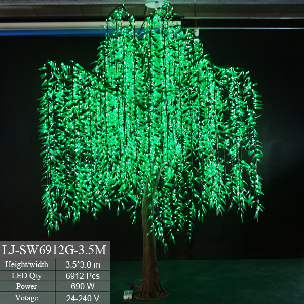Christmas Outdoor Decorative White/Green LED Tree Artificial Lighted Weeping Willow Tree