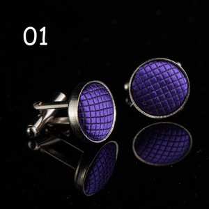 <span class=keywords><strong>Gemelos</strong></span> redondos con hebilla de tela para hombre, <span class=keywords><strong>gemelos</strong></span> a cuadros de negocios de Color sólido de Metal, venta al por mayor, fiesta de boda - Product Image 2