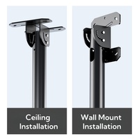 Support de plafond TV en acier réglable en hauteur avec inclinaison de + 45 ° Support de plafond TV peu encombrant pour écran plat de 32 à 75 pouces