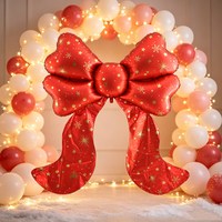 Ballon en Mylar Colonne Lumineuse de Noël en Forme de Lampadaire, Père Noël et Boîte Cadeau pour Décoration de Vitrine de Magasin et Fêtes