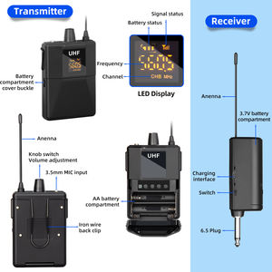 Micrófono Lavalier Inalámbrico UHF de Metal Ligero Q3 con Patrón Polar Cardioide para Grabación de Canto en Casa, Enseñanza y Condensador - Product Image 3