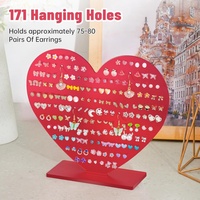 Organisateur de bijoux romantique pour tous les âges, pour coiffeuse ou présentoir décoratif de boutique, avec support à boucles d'oreilles en acrylique en forme de cœur