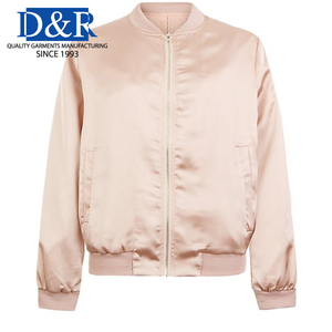 Veste bomber à manches longues en sergé uni pour femme, nouvelle mode, fermeture éclair, col montant, vêtement d'extérieur pour la saison d'automne, teinture en pièce 100% - Product Image 3