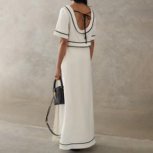 <span class=keywords><strong>Maxi</strong></span> da donna in cotone alla <span class=keywords><strong>moda</strong></span> 2025 estivo 2 pezzi con Top allacciato a schienale e avvolgente - Product Image 2
