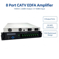 Amplificador EDFA CATV de 8 Puertos, 1550nm, 22dB Óptico, Entrada de 0~10dbm, SC/APC, Equipo de Fibra Óptica 1/2U, Promoción