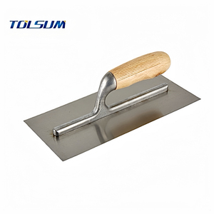 Truelle de plâtrage en acier au carbone avec manche en bois de qualité industrielle, outils pour le plâtre et le béton, flotteur à <span class=keywords><strong>ciment</strong></span> pour la maçonnerie - Product Image 4