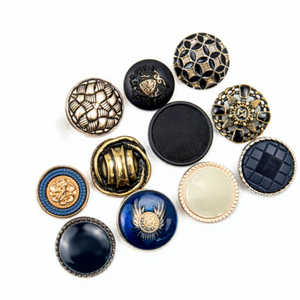 Vintage Round Metal Shank <b>Buttons</b> with Embossed Logo and Decorative Patterns for Clothing - Product Image 1