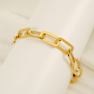 Zogxin Geometric Chain Bracelet Gold 18k Stainless Steel Unisex Jewelry - Product Image 4