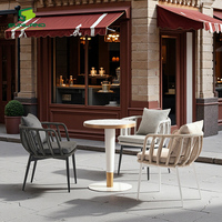 Chaise de salle à manger Havana K/D avec structure en aluminium et tressage en corde pour l'extérieur, café, complexe hôtelier, restaurant, mobilier de jardin