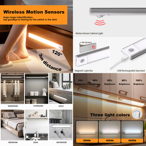 Lampe <span class=keywords><strong>de</strong></span> nuit <span class=keywords><strong>LED</strong></span> moderne rechargeable par USB <span class=keywords><strong>avec</strong></span> <span class=keywords><strong>détecteur</strong></span> <span class=keywords><strong>de</strong></span> <span class=keywords><strong>mouvement</strong></span> magnétique, lumière <span class=keywords><strong>de</strong></span> placard, éclairage sous armoire <span class=keywords><strong>sans</strong></span> <span class=keywords><strong>fil</strong></span> en aluminium - Product Image 2