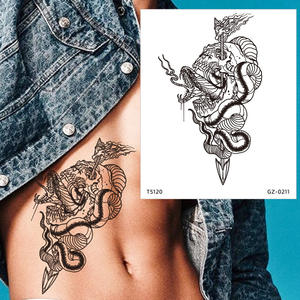 Tatouages temporaires semi-permanents personnalisés autocollants imperméables faux corps bras main épaule tatouages <span class=keywords><strong>pour</strong></span> hommes minuscules tatouages noirs - Product Image 4