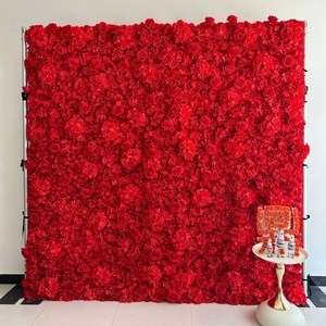 Panneau mural de fleurs artificielles romantiques personnalisées, design floral rose/rouge, pour la décoration du Nouvel An, de la Saint-Valentin et des mariages - Product Image 4