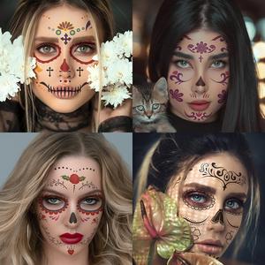 Waterdichte Halloween tijdelijke tatoeages Enge maskerade cosplay voor feestdecoraties Nieuwjaar jaarlijkse tattoo-stickers - Product Image 3