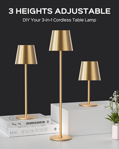 Lampes de table tactiles d'extérieur, lampe de bureau moderne pour chambre à coucher, lampe de table sans fil rechargeable pour bar et restaurant avec port de charge USB - Product Image 2