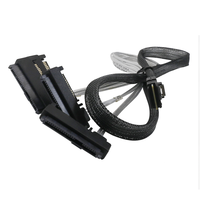 Cavi Adattatori Server PCIE GEN 5.0 SAS MCIO 8i 8X 74P a 2XSFF 8639+15P in Rame Stagnato con Treccia in Nylon 0.8m
