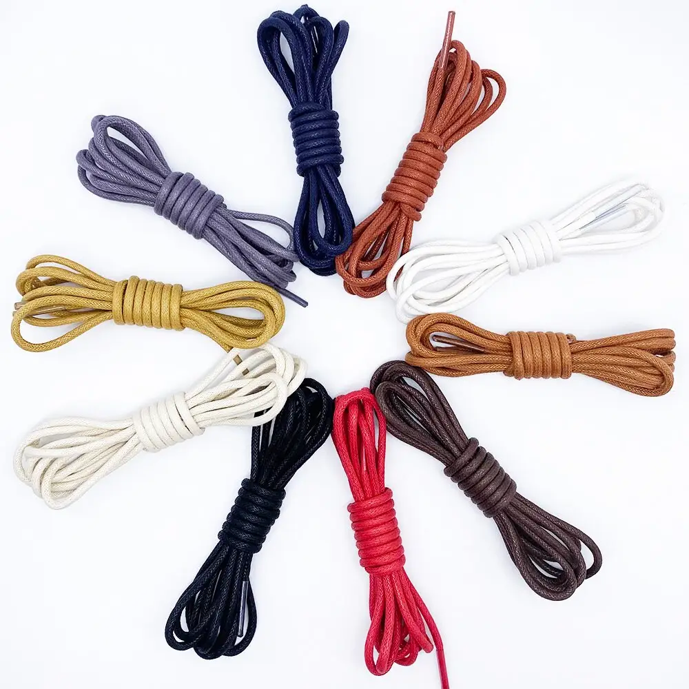 Premium 3mm leather shoe LACES Martin shoes waxed leisure round cotton shoes with cotton wax rope waxed LACES wholesale