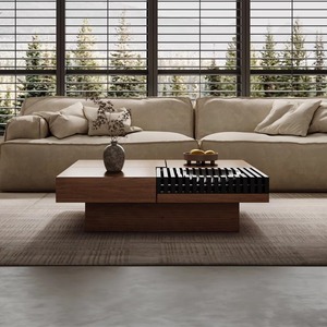 Il salotto può riporre tavolino quadrato antico tavolino da caffè in legno massello di noce nero nordamericano stile retrò italiano - Product Image 3