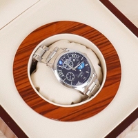 Boîte à montre simple en bois rayé de luxe faite à la main, étui de rangement pour montre minimaliste unisexe, emballage cadeau avec logo personnalisé, vente en gros