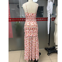 Robe maxi à volants à imprimé floral rose personnalisée pour femmes Robes à volants pour femmes