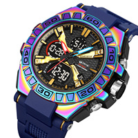 STRYVE 8026 hommes alarme lumière LED Date montre de sport numérique nouvelle mode coloré lumineux 5ATM étanche étudiant montres-bracelets