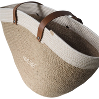 Sac fourre-tout en gros bicolore en paille et raphia, sac de plage et de shopping avec sangle en cuir, logo personnalisé, sac à bandoulière bohème d'été pour femme