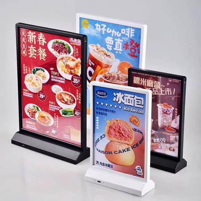 A4 Double Sided LED Light Box Rechargeable Desktop Advertising Display Board T-shaped Menu Price List Stand Sign Holder